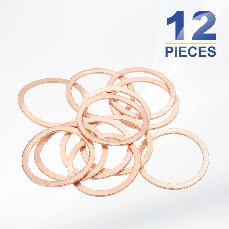 M33x40x1.5mm Flat Washers, 12PCS Copper Automotive Drain Plug Gaskets, Purple