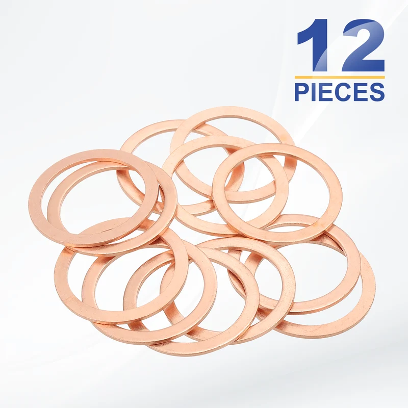 M30x38x1.5mm Flat Washers, 12PCS Copper Automotive Drain Plug Gaskets, Purple