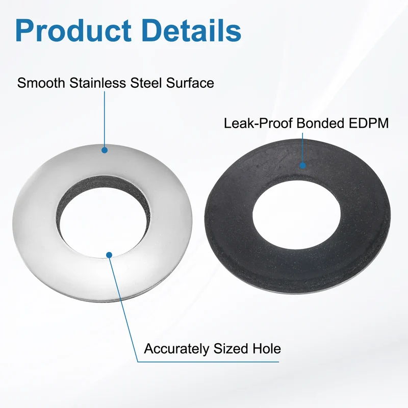 45Pcs 12x25mm 304 Stainless Steel EPDM Bonded Sealing Washers Gaskets
