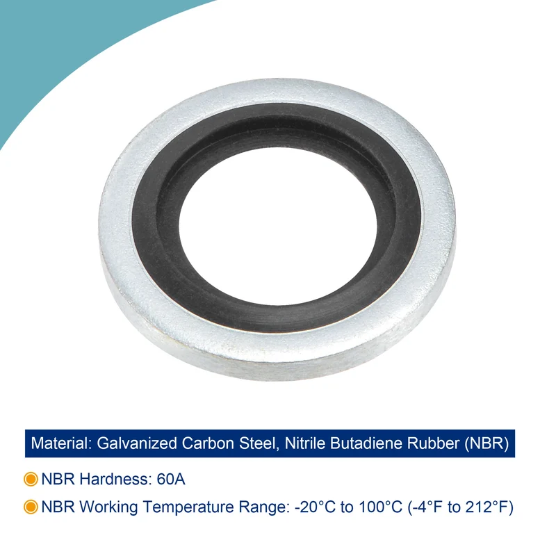 50pcs Bonded Seal Washer G1/4 20.5x11.5x2.9mm Carbon Steel Nitrile Rubber Gasket