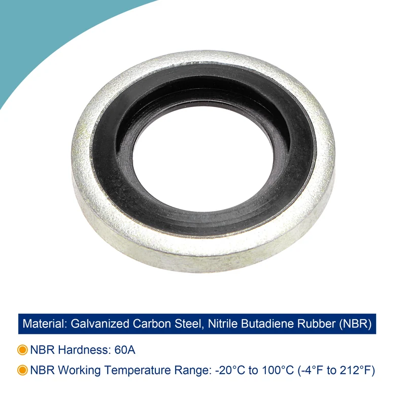 10pcs Bonded Seal Washer G1/8 15.9x8.5x2.9mm Carbon Steel Nitrile Rubber Gasket