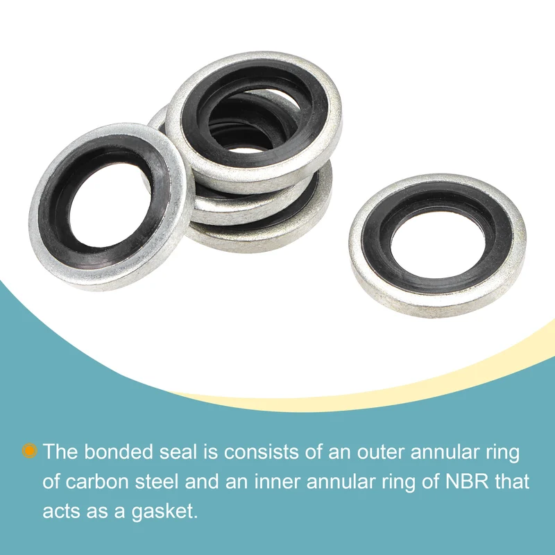 10pcs Bonded Seal Washer G1/8 15.9x8.5x2.9mm Carbon Steel Nitrile Rubber Gasket