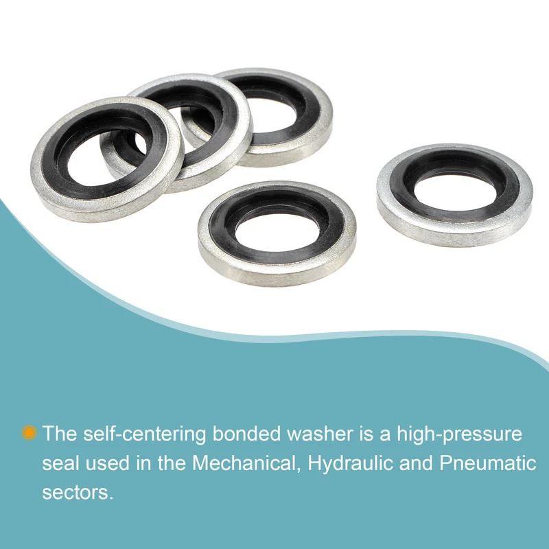 10pcs Bonded Seal Washer G1/8 15.9x8.5x2.9mm Carbon Steel Nitrile Rubber Gasket