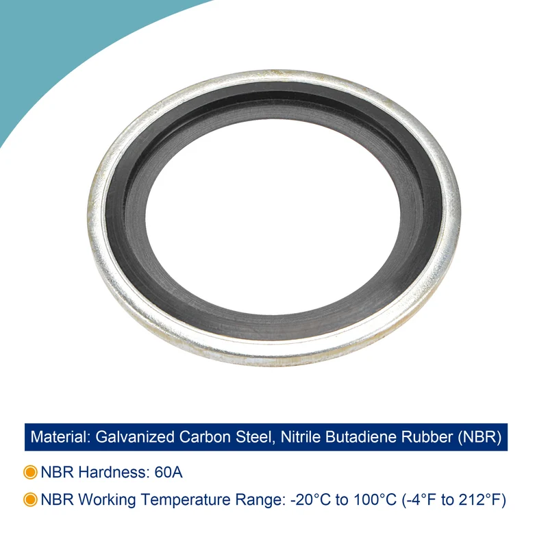 10pcs Bonded Sealing Washer M27 34.6x24x2.8mm Carbon Steel Nitrile Rubber Gasket
