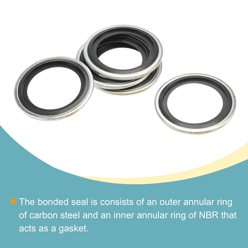 10pcs Bonded Sealing Washer M27 34.6x24x2.8mm Carbon Steel Nitrile Rubber Gasket