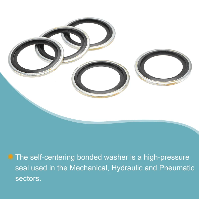 10pcs Bonded Sealing Washer M27 34.6x24x2.8mm Carbon Steel Nitrile Rubber Gasket