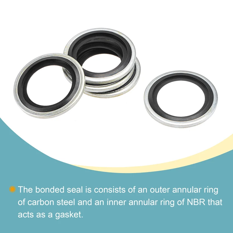 10pcs Bonded Sealing Washer M22 29.6x19x2.9mm Carbon Steel Nitrile Rubber Gasket