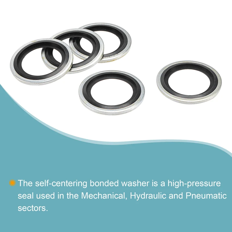 10pcs Bonded Sealing Washer M22 29.6x19x2.9mm Carbon Steel Nitrile Rubber Gasket