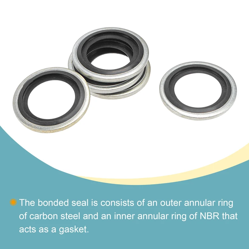 10pcs Bonded Sealing Washers M20 27.6x17x3mm Carbon Steel Nitrile Rubber Gasket