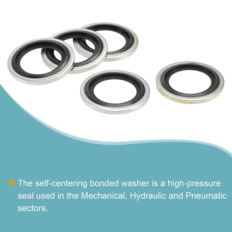 10pcs Bonded Sealing Washers M20 27.6x17x3mm Carbon Steel Nitrile Rubber Gasket