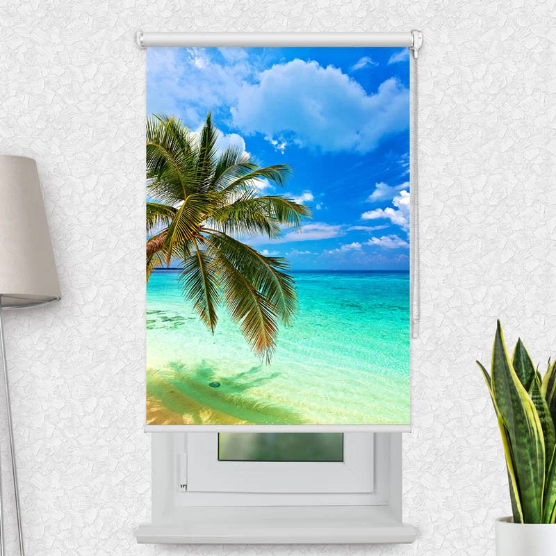 Motivrollo 'Palme Meer' | Bis B 430 x H 440 cm