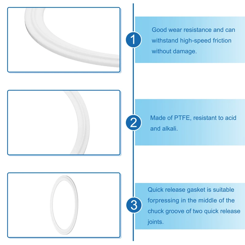 5Pcs PTFE Sanitary Gasket 4" Fits OD 120mm Sanitary Pipe Weld Ferrule