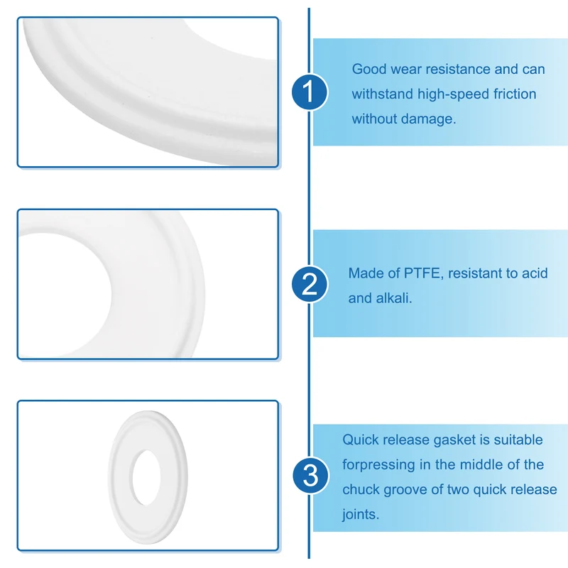 5Pcs PTFE Sanitary Gasket 1" Fits OD 50mm Sanitary Pipe Weld Ferrule