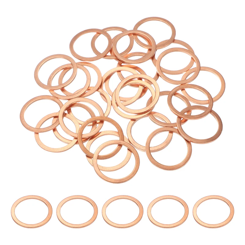 M24 Copper Washer Sealing Ring, 30 Pieces 22mm ID 28mm OD 1.5mm Thickness Metric