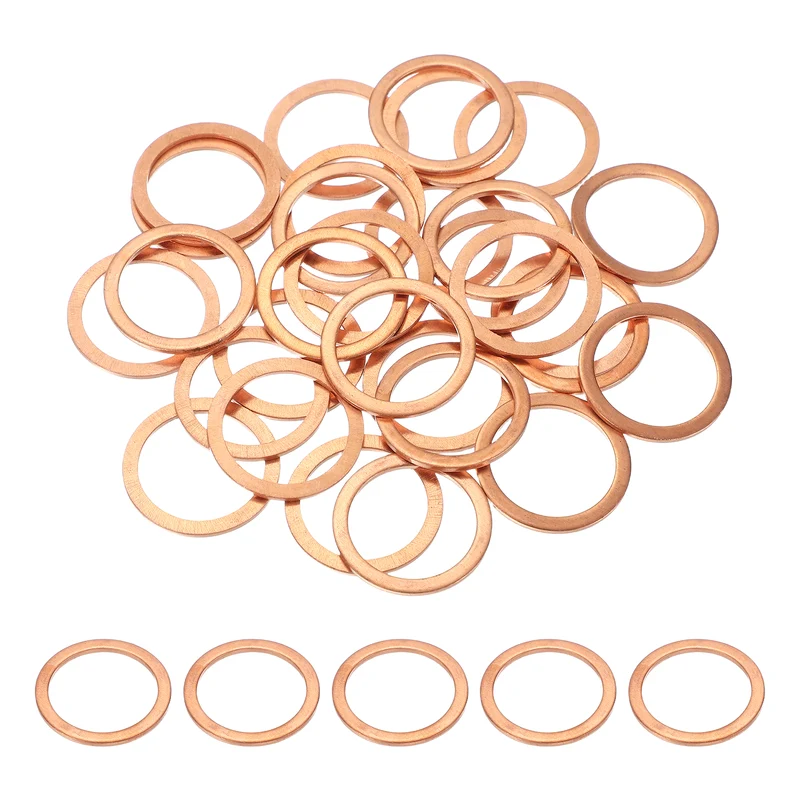 M22 Copper Washer Sealing Ring, 30 Pieces 22mm ID 28mm OD 1.5mm Thickness Metric