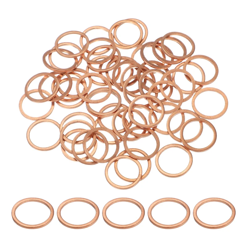 M16 Copper Washer Sealing Ring, 50 Pieces 16mm ID 20mm OD 1.5mm Thickness Metric