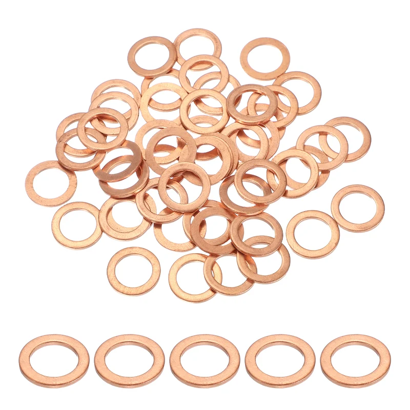 M12 Copper Washer Sealing Ring, 50 Pieces 12mm ID 18mm OD 1.5mm Thickness Metric
