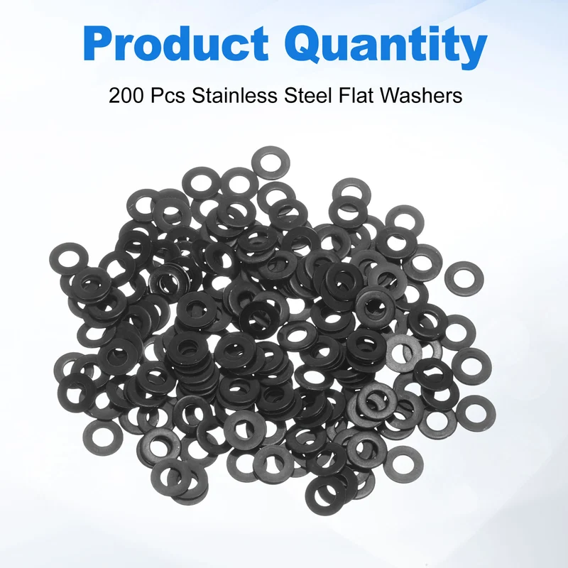 200Pcs M3 304 Stainless Steel Flat Washers ID 3mm OD 7mm Thick 0.5mm