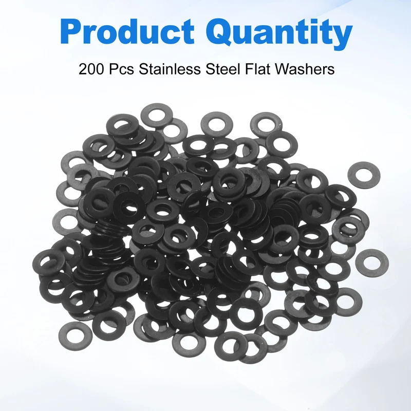 200Pcs M2.5 304 Stainless Steel Flat Washers ID 2.5mm OD 8mm Thick 0.8mm