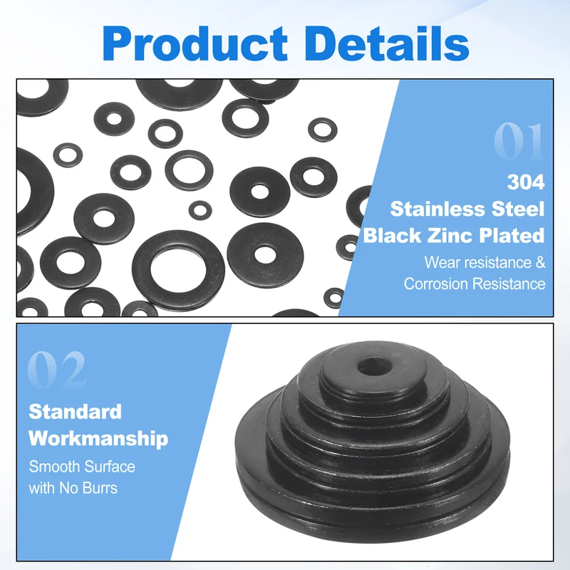 200Pcs M2 304 Stainless Steel Flat Washers ID 2mm OD 5mm Thick 0.3mm