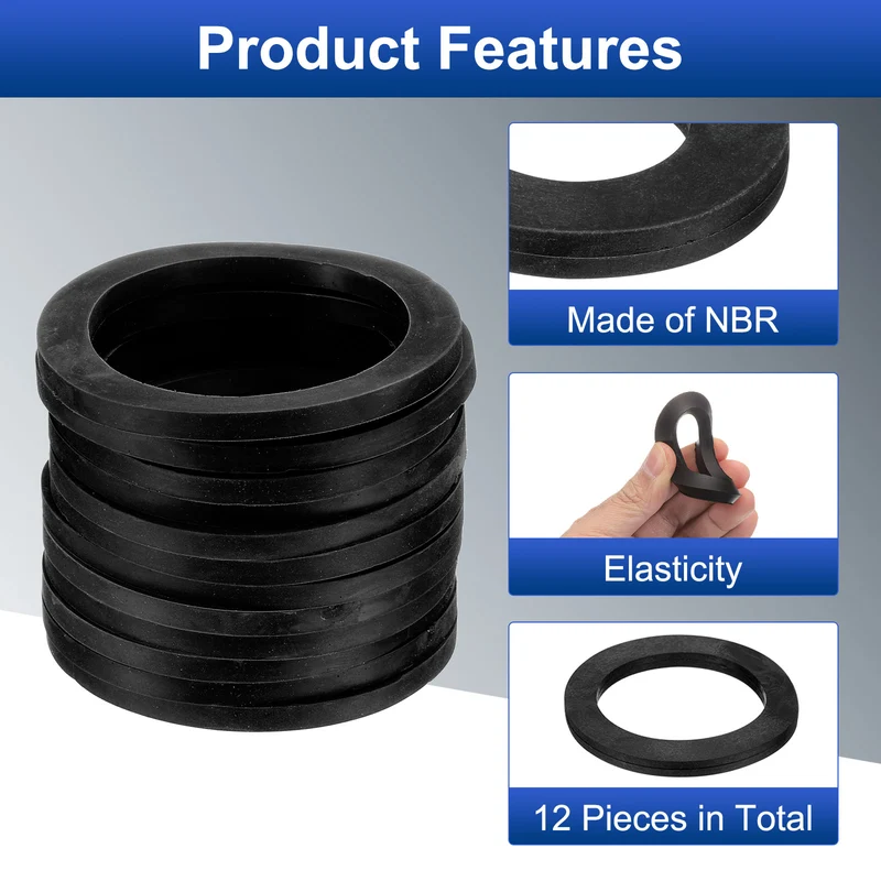15 Pcs Nitrile Rubber Flat Washer DN65 3-11/16" OD x 3" ID x 1/4"Thick, Black