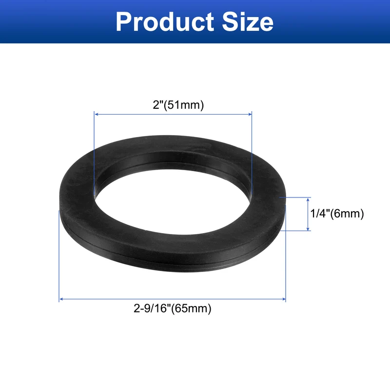 15 Pcs Nitrile Rubber Flat Washer DN65 2-9/16" OD x 2" ID x 1/4"Thick, Black