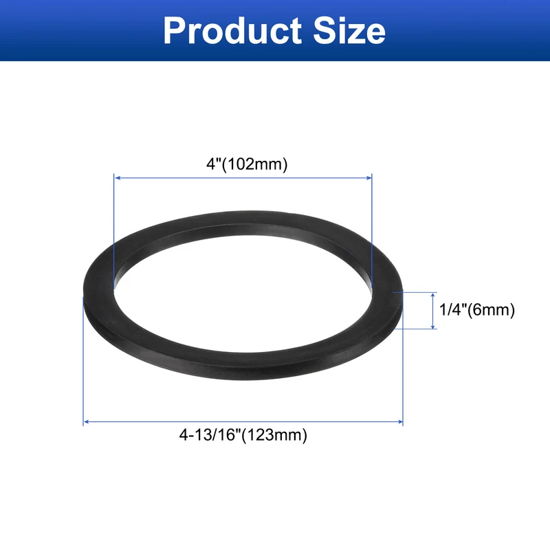 8 Pcs Nitrile Rubber Flat Washer DN65 4-13/16" OD x 4" ID x 1/4"Thick, Black