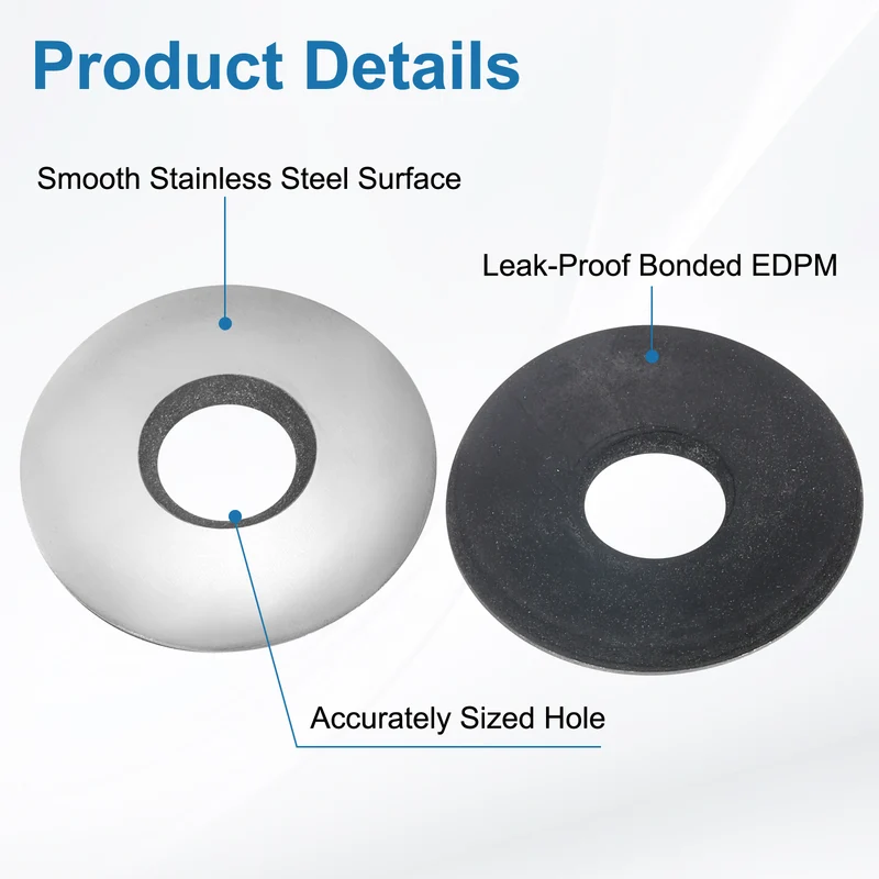 45Pcs 10x25mm 304 Stainless Steel EPDM Bonded Sealing Washers Gaskets