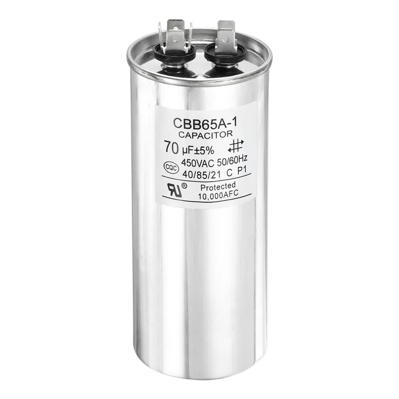1 Pcs CBB65 Run Capacitor, Aluminum Case, 450V 70 F 5%