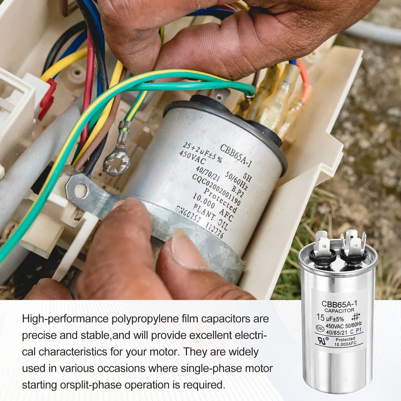 1 Pcs CBB65 Run Capacitor, Aluminum Case, 450V 70 F 5%