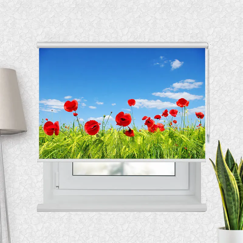 Motivrollo 'Mohnblumen Wiese' | Bis B 430 x H 440 cm