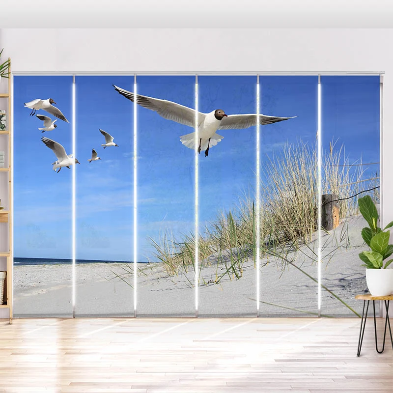 Schiebegardine Motiv "Moewen am Strand"