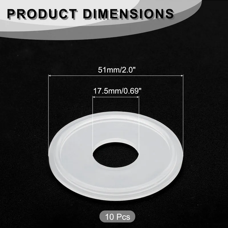 10Pcs Silicone Sanitary Gasket 0.75" Fits OD 51mm Sanitary Pipe Weld Ferrule