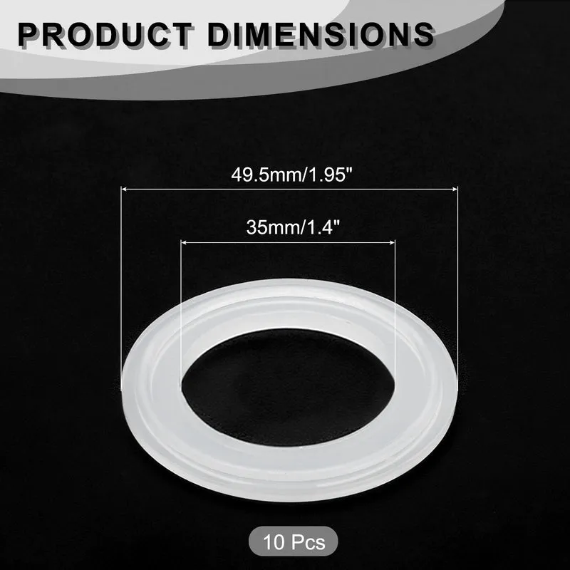 10Pcs Silicone Sanitary Gasket 1.5" Fits OD 49.5mm Sanitary Pipe Weld Ferrule