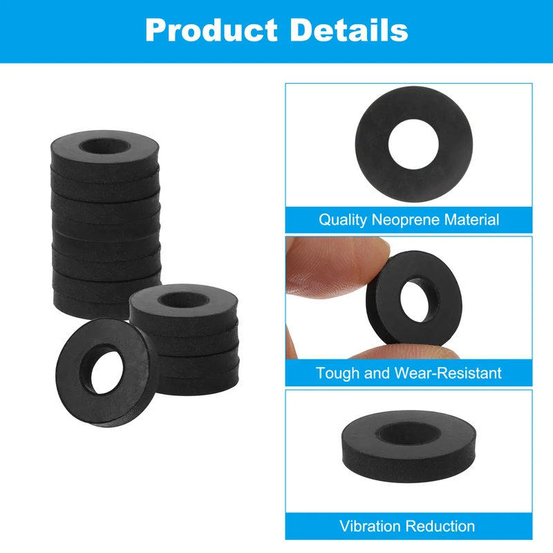 Flat Rubber Washer, 60Pcs 5/8" x 1/4" x 1/8" Rubber Bushings Spacers