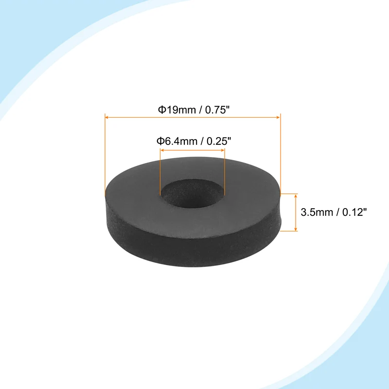 Flat Rubber Washers, 20Pcs 3/4" x 1/4" x 1/8" Rubber Bushing Spacers