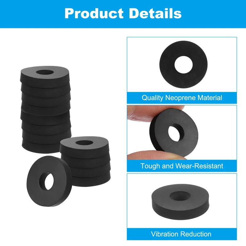 Flat Rubber Washers, 20Pcs 3/4" x 1/4" x 1/8" Rubber Bushing Spacers