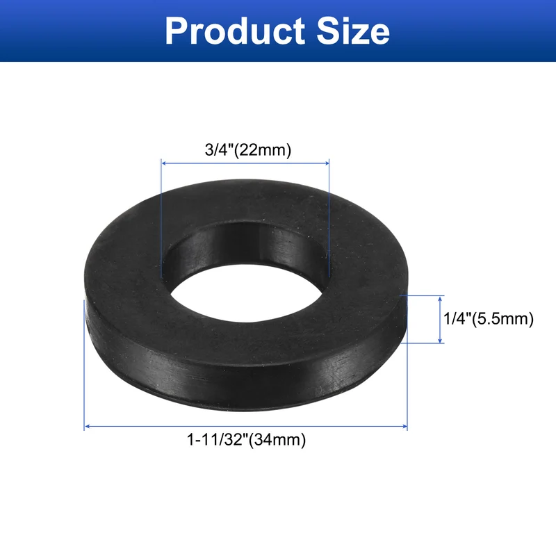 8Pcs Nitrile Rubber Flat Washer DN65 1-5/16" OD x 7/8" ID x 7/32" Thick Black