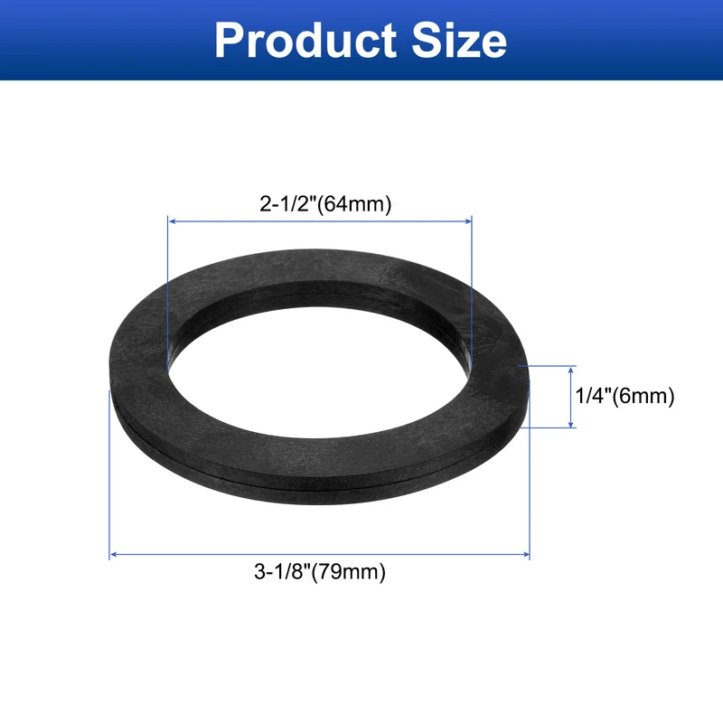 8Pcs Nitrile Rubber Flat Washer DN65 3-1/8" OD x 2-1/2" ID x 1/4" Thick Black
