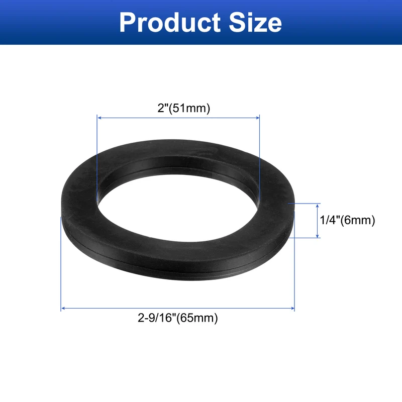 8Pcs Nitrile Rubber Flat Washer DN65 2-9/16" OD x 2" ID x 1/4" Thick Black