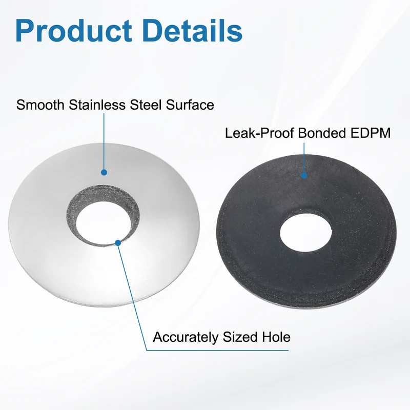 150Pcs 6.3x19mm 304 Stainless Steel EPDM Bonded Sealing Washers Gaskets
