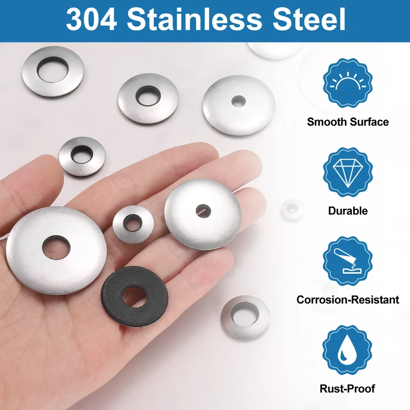 75Pcs 6.3x19mm 304 Stainless Steel EPDM Bonded Sealing Washers Gaskets