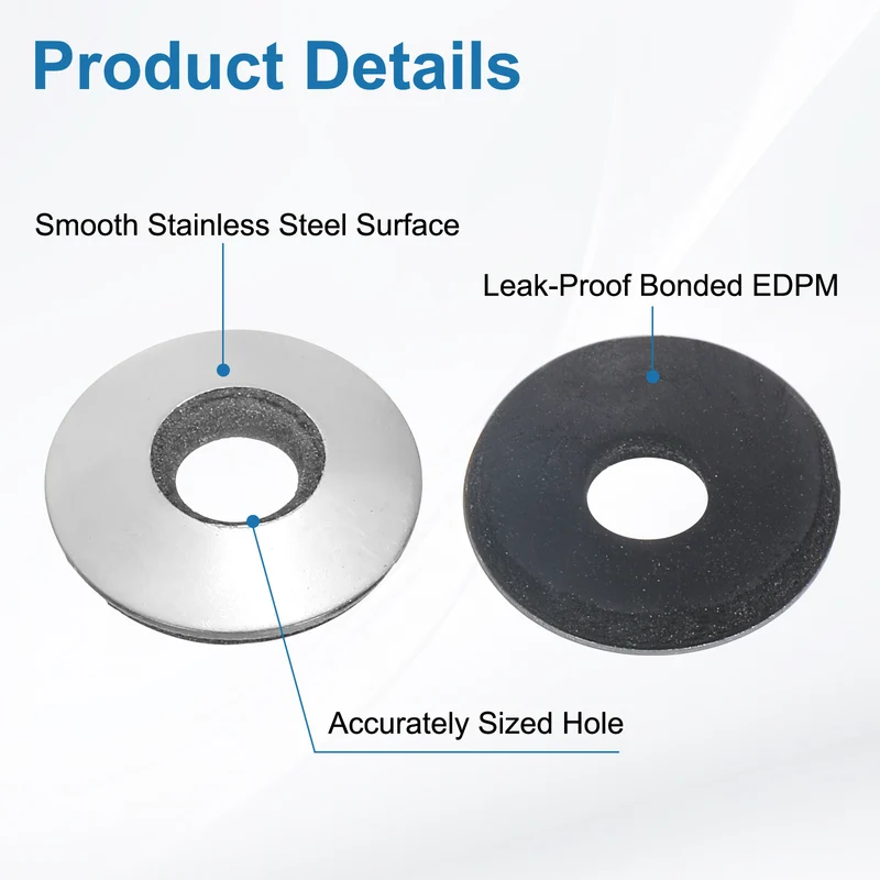 150Pcs 6.3x16mm 304 Stainless Steel EPDM Bonded Sealing Washers Gaskets