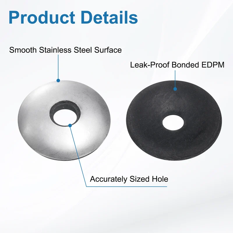 75Pcs 5.5x19mm 304 Stainless Steel EPDM Bonded Sealing Washers Gaskets