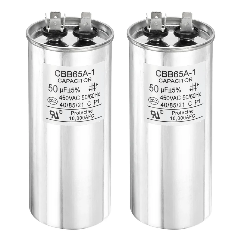 2 Pcs CBB65 Run Capacitor, Aluminum Case, 450V 50 F 5%