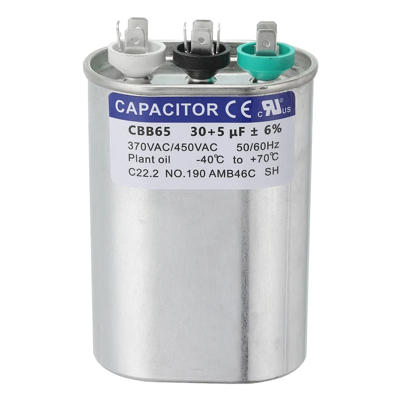 CBB65 Capacitor, 30+5uF 370-440 VAC 50/60Hz Aluminium Capacitor