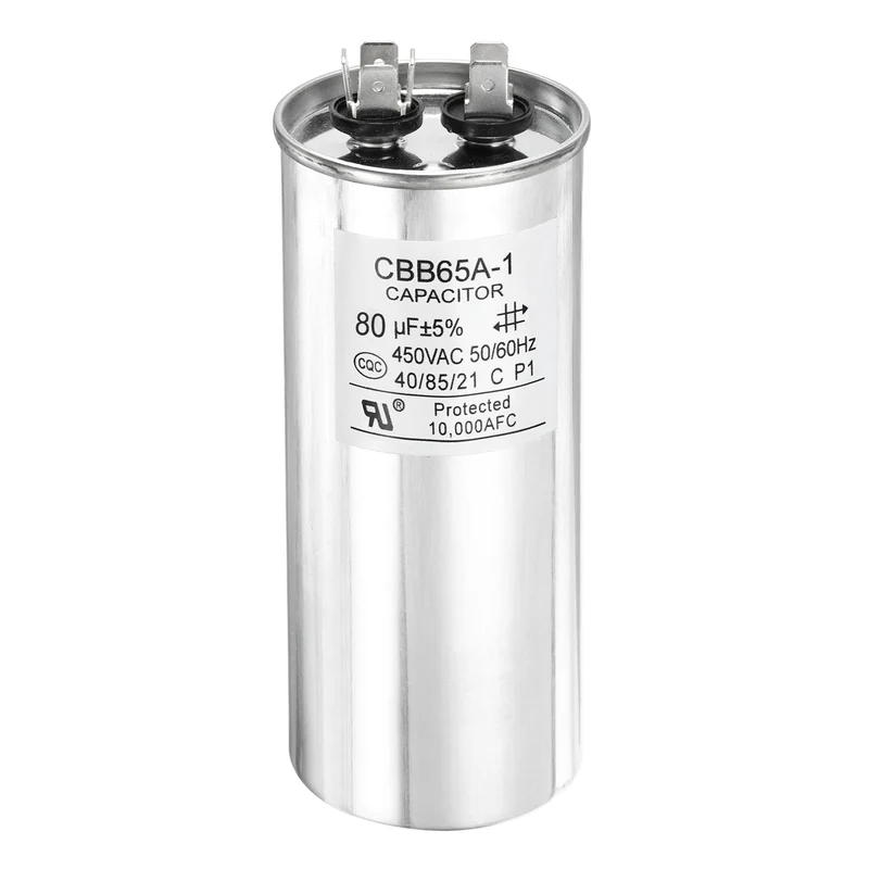 1 Pcs CBB65 Run Capacitor, Aluminum Case, 450V 80 F 5%