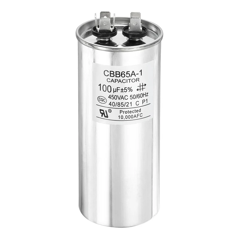 1 Pcs CBB65 Run Capacitor, Aluminum Case, 450V 100 F 5%