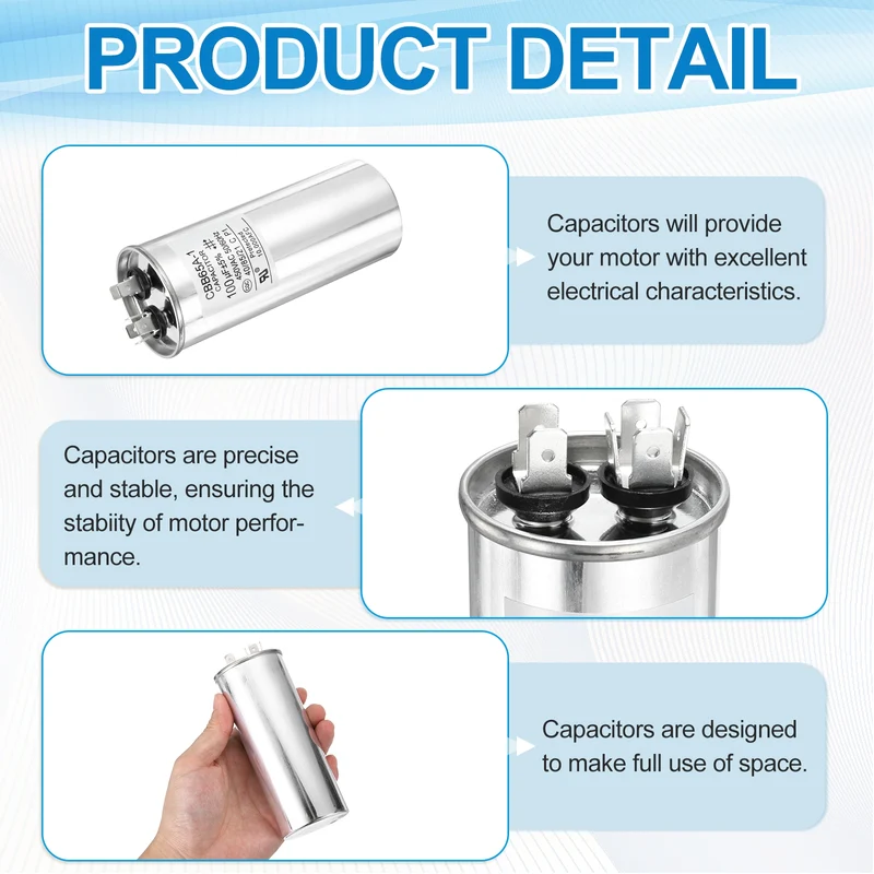 1 Pcs CBB65 Run Capacitor, Aluminum Case, 450V 100 F 5%