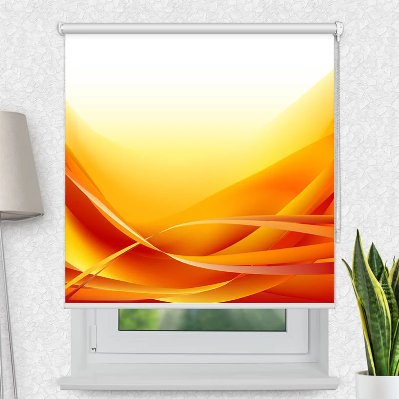 Motivrollo 'Abstrakte Wellen Orange' | Bis B 430 x H 440 cm